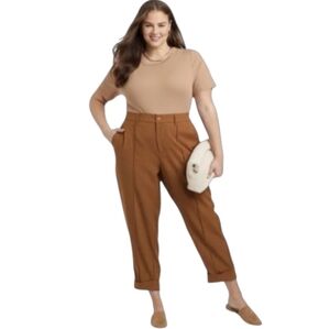 A New Day Women's High Rise Slim Straight Leg Ankle Pants Roasted Brown Size 14